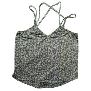 Papermoon Floral Cami Top Cross Back Sleeveless‎ Casual Green Size L